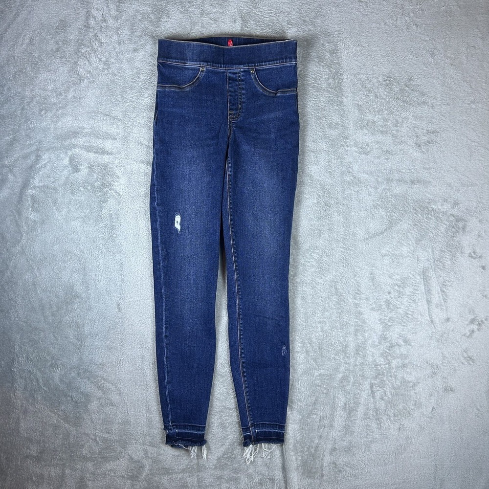 Spanx Jeans Womens XS High Rise Leggings Ankle Skinny Pull On Raw Hem